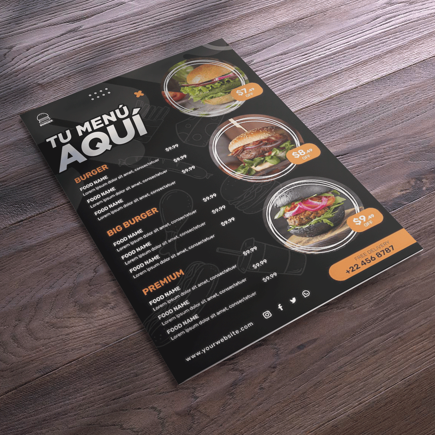 Menú Premium | 3mm Full Color Laminado y Resistente al Agua