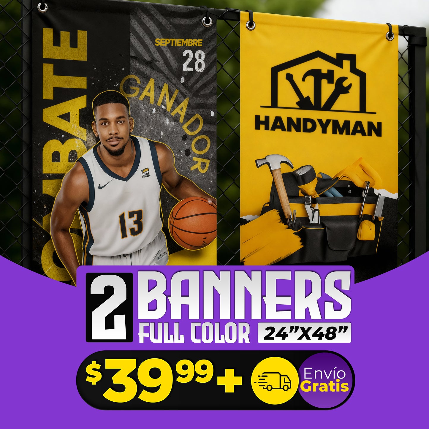 2 Banners 24×48 Full Color | Ojales Incluidos