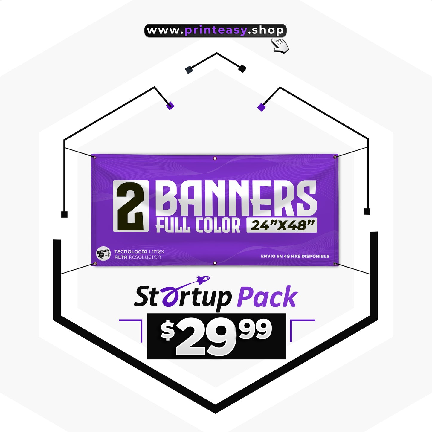 2 Banners 24×48 Full Color | Ojales Incluidos