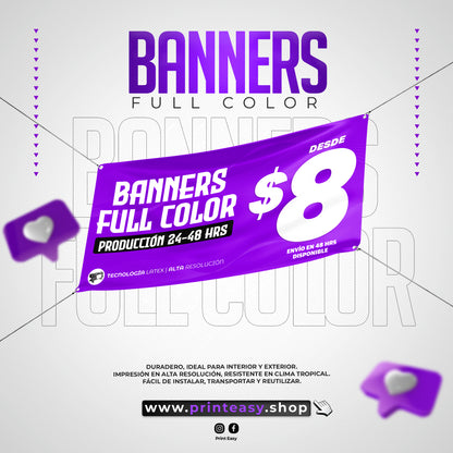 Banners Full Color en Lona 13oz | Desde $2/ft² | 24–48 h | Puerto Rico
