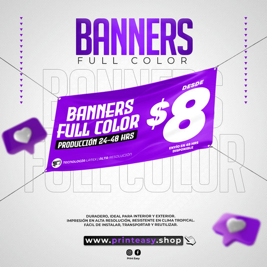 Banners Full Color en Lona 13oz | Desde $2/ft² | 24–48 h | Puerto Rico