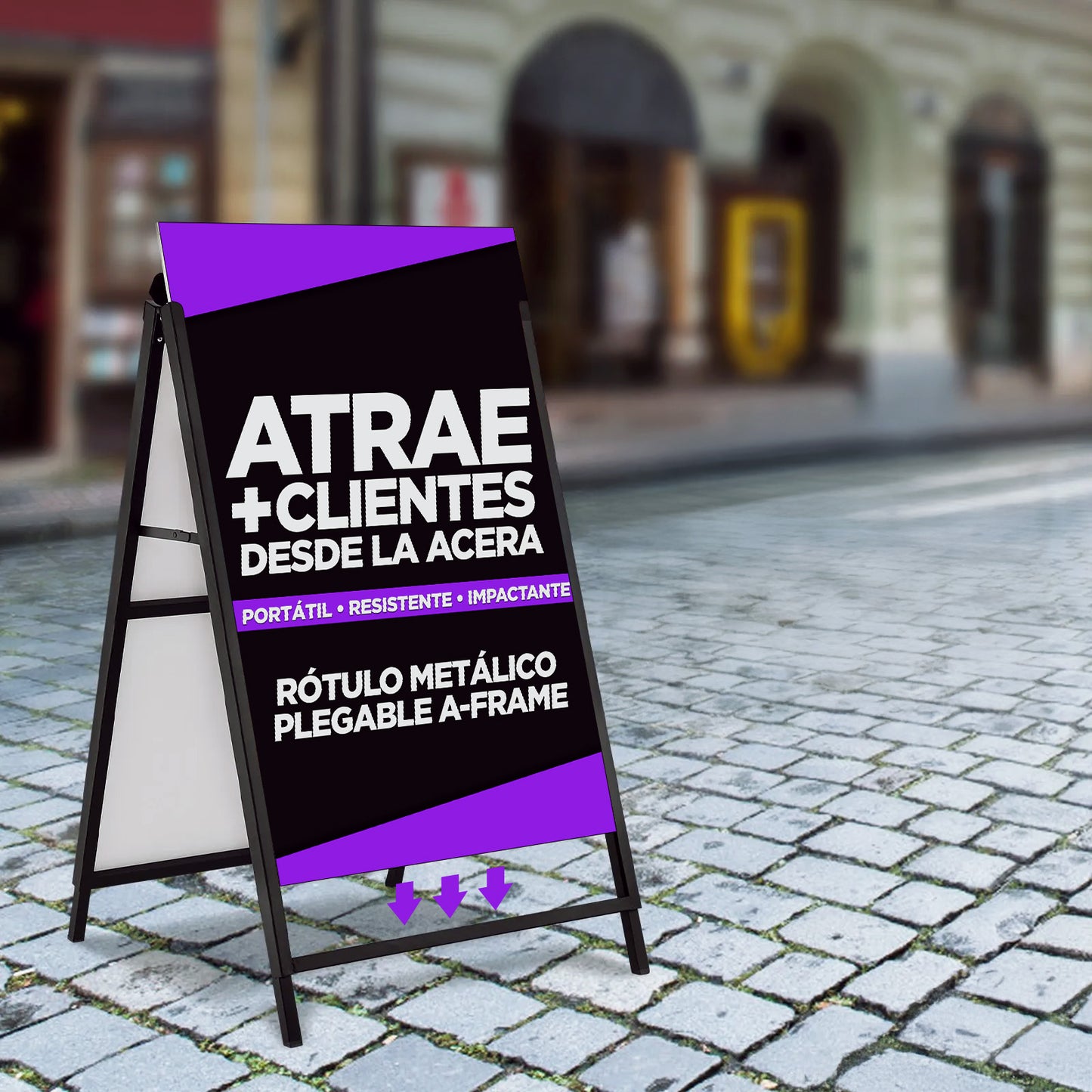 Rótulo Metálico Plegable A-Frame | Doble Cara | Gráficas Reemplazables