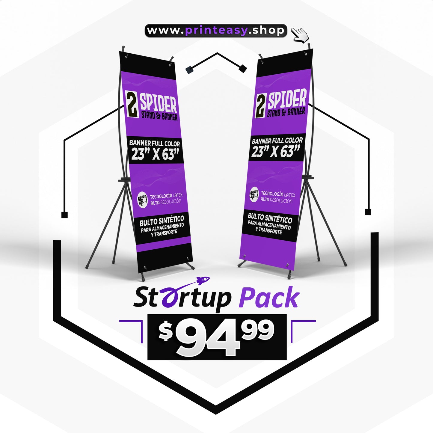 2 Spider Stands con Banners + Estuche